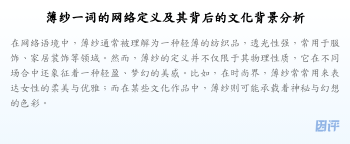 薄纱一词的网络定义及其背后的文化背景分析