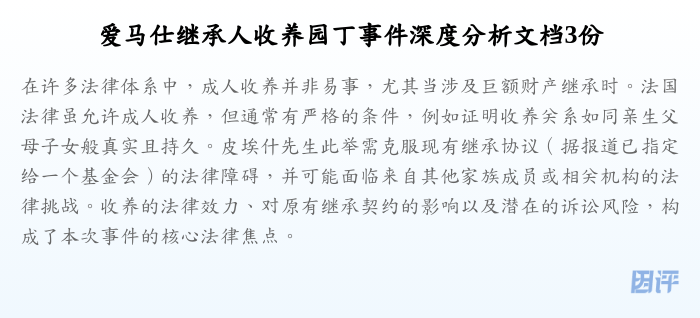 爱马仕继承人收养园丁事件深度分析文档3份