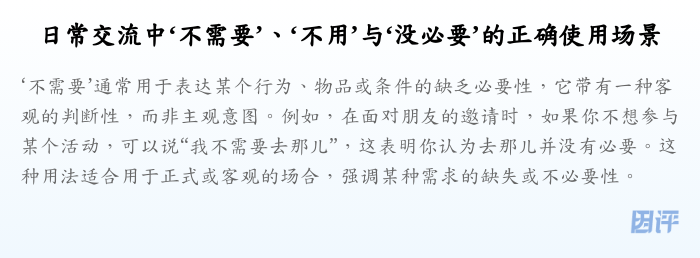 日常交流中‘不需要’、‘不用’与‘没必要’的正确使用场景