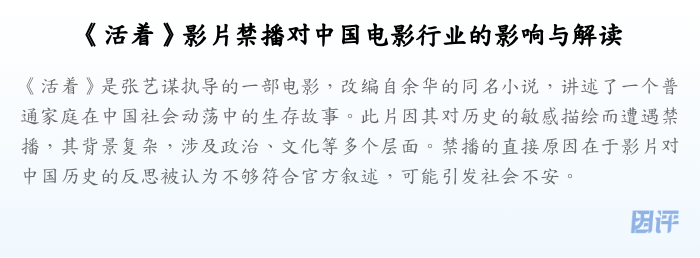 《活着》影片禁播对中国电影行业的影响与解读