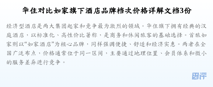 华住对比如家旗下酒店品牌档次价格详解文档3份