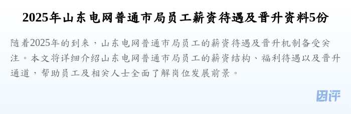 2025年山东电网普通市局员工薪资待遇及晋升资料5份