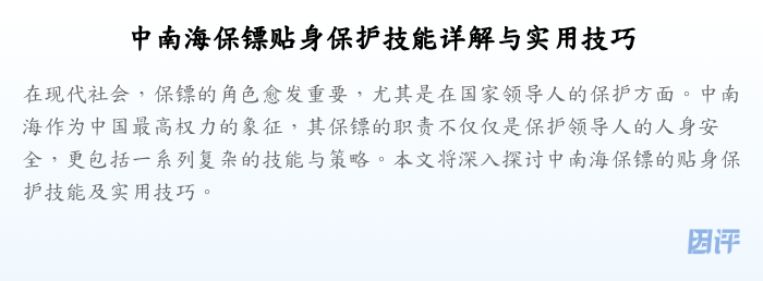 中南海保镖贴身保护技能详解与实用技巧