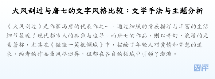 大风刮过与唐七的文字风格比较:文学手法与主题分析