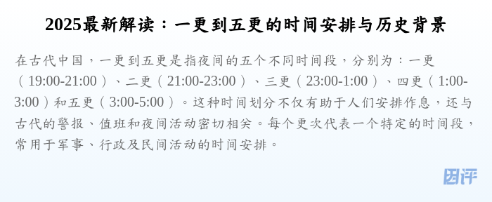2025最新解读:一更到五更的时间安排与历史背景