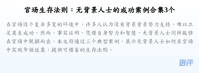 官场生存法则:无背景人士的成功案例合集3个