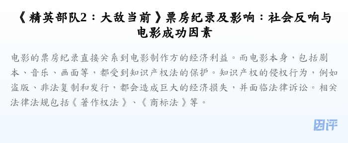 《精英部队2:大敌当前》票房纪录及影响:社会反响与电影成功因素