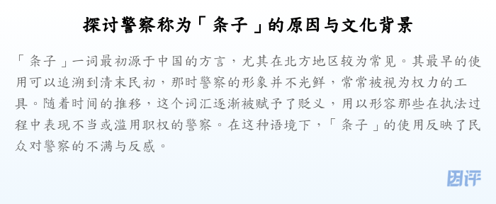 探讨警察称为「条子」的原因与文化背景