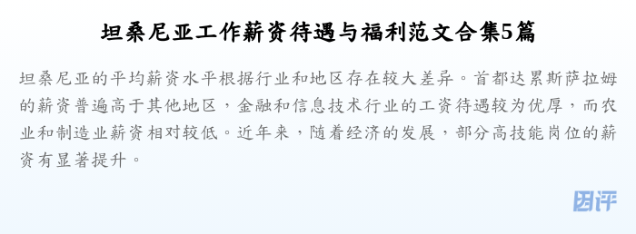 坦桑尼亚工作薪资待遇与福利范文合集5篇