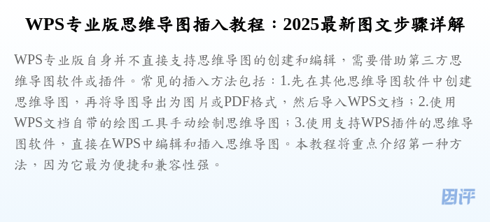WPS专业版思维导图插入教程:2025最新图文步骤详解