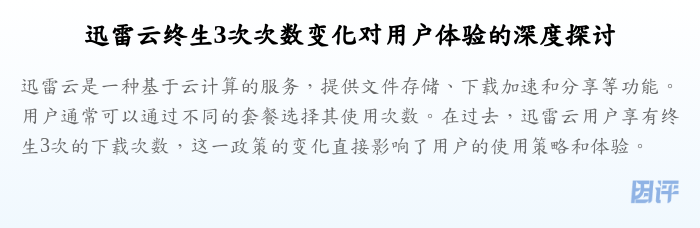 迅雷云终生3次次数变化对用户体验的深度探讨