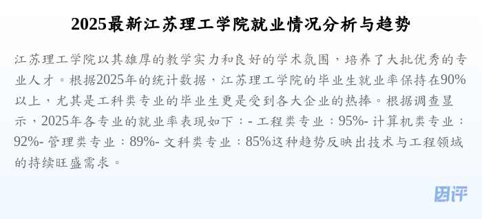 2025最新江苏理工学院就业情况分析与趋势