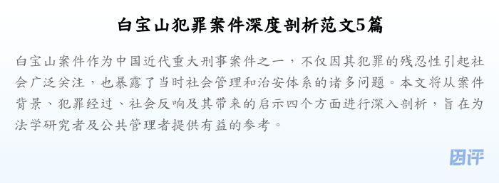白宝山犯罪案件深度剖析范文5篇