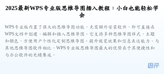 2025最新WPS专业版思维导图插入教程:小白也能轻松学会