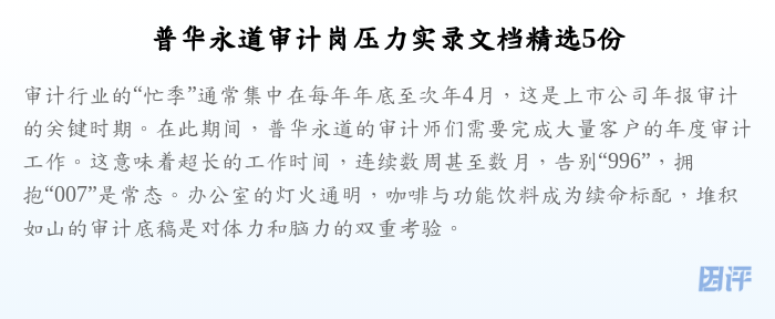 普华永道审计岗压力实录文档精选5份