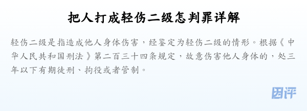 把人打成轻伤二级怎判罪详解