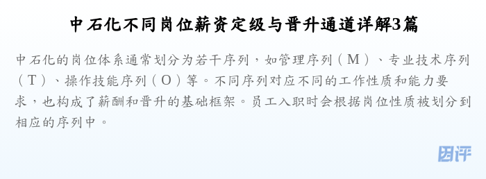 中石化不同岗位薪资定级与晋升通道详解3篇