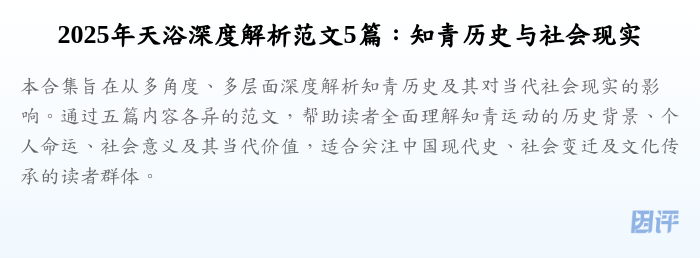 2025年天浴深度解析范文5篇:知青历史与社会现实