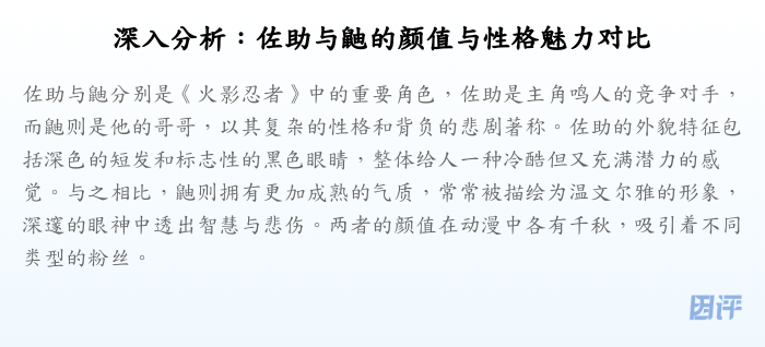 深入分析:佐助与鼬的颜值与性格魅力对比