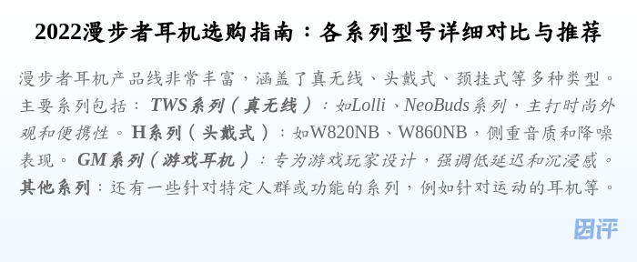 2022漫步者耳机选购指南:各系列型号详细对比与推荐