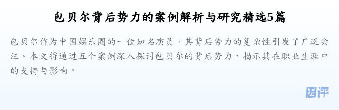 包贝尔背后势力的案例解析与研究精选5篇