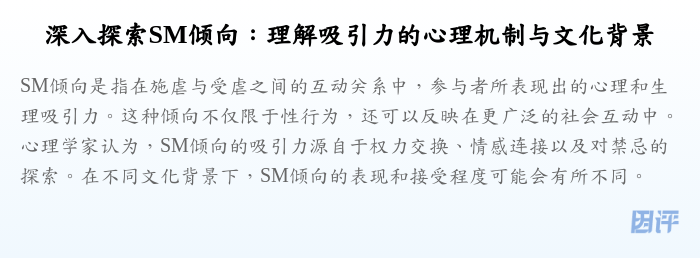 深入探索SM倾向:理解吸引力的心理机制与文化背景