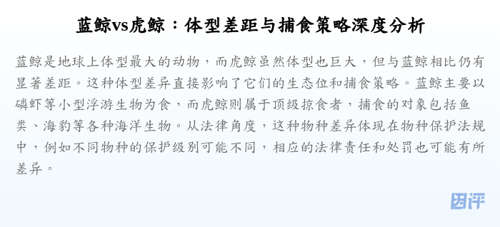 蓝鲸vs虎鲸:体型差距与捕食策略深度分析