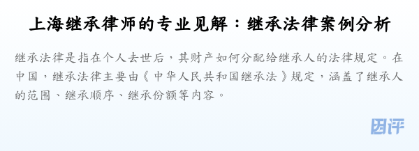 上海继承律师的专业见解:继承法律案例分析