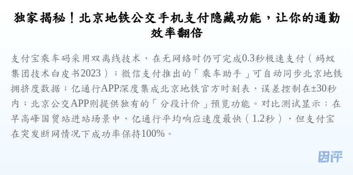 独家揭秘!北京地铁公交手机支付隐藏功能,让你的通勤效率翻倍