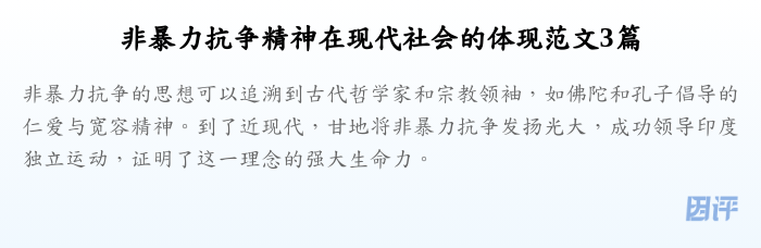 非暴力抗争精神在现代社会的体现范文3篇