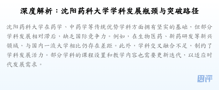 深度解析:沈阳药科大学学科发展瓶颈与突破路径