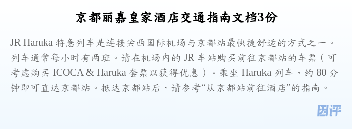 京都丽嘉皇家酒店交通指南文档3份
