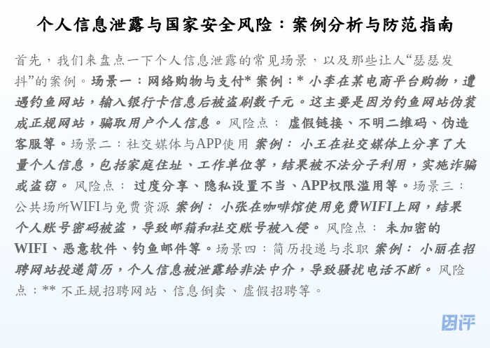 个人信息泄露与国家安全风险：案例分析与防范指南