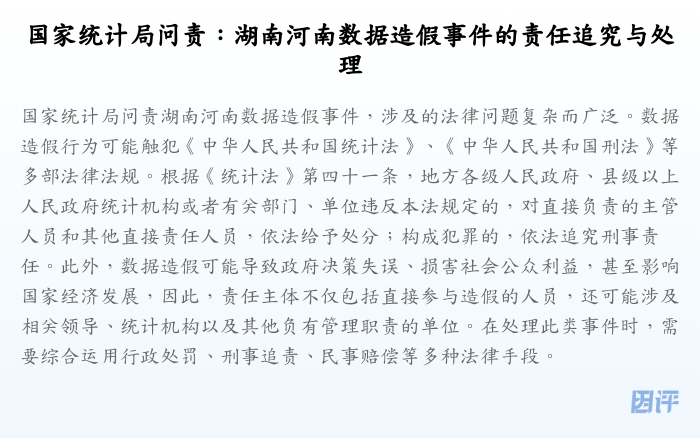 国家统计局问责：湖南河南数据造假事件的责任追究与处理