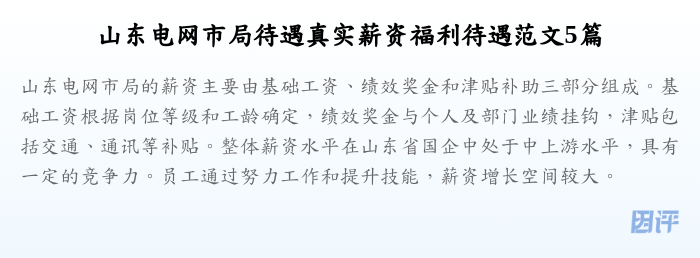 山东电网市局待遇真实薪资福利待遇范文5篇