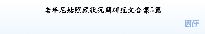 老年尼姑照顾状况调研范文合集5篇