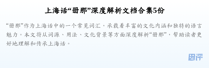 上海话“册那”深度解析文档合集5份