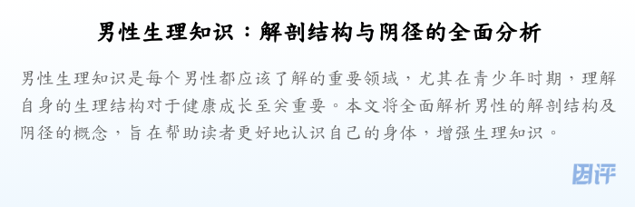 男性生理知识：解剖结构与阴径的全面分析