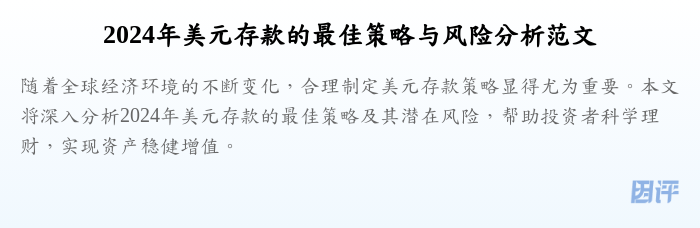 2024年美元存款的最佳策略与风险分析范文