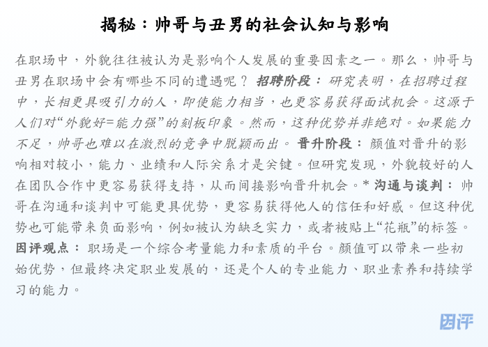 揭秘：帅哥与丑男的社会认知与影响