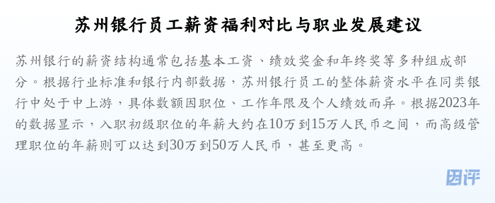 苏州银行员工薪资福利对比与职业发展建议
