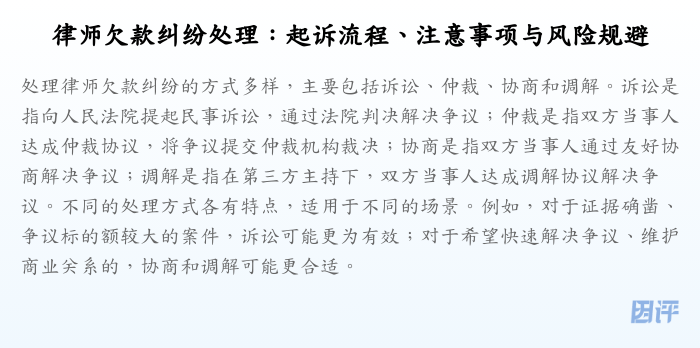 律师欠款纠纷处理：起诉流程、注意事项与风险规避