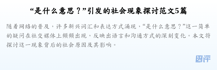 “是什么意思？”引发的社会现象探讨范文5篇