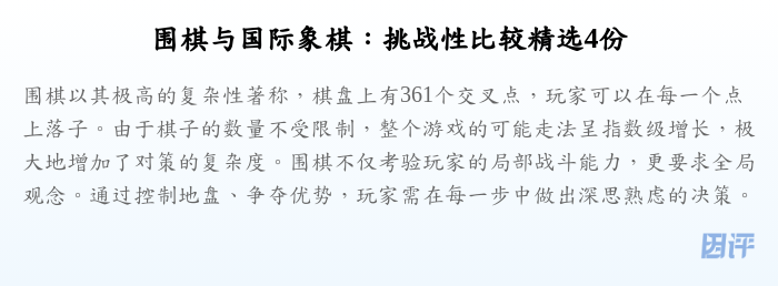 围棋与国际象棋：挑战性比较精选4份