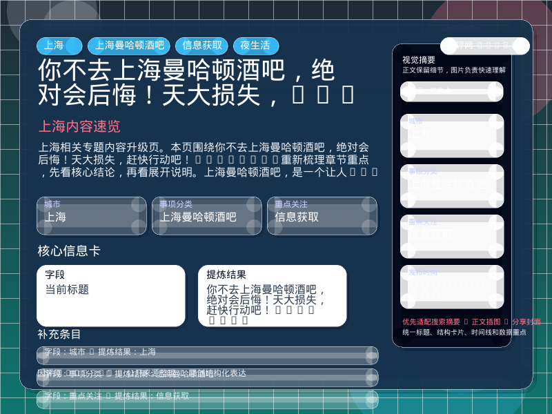 你不去上海曼哈顿酒吧,绝对会后悔!天大损失,赶快行动吧!🌙💔 信息图封面