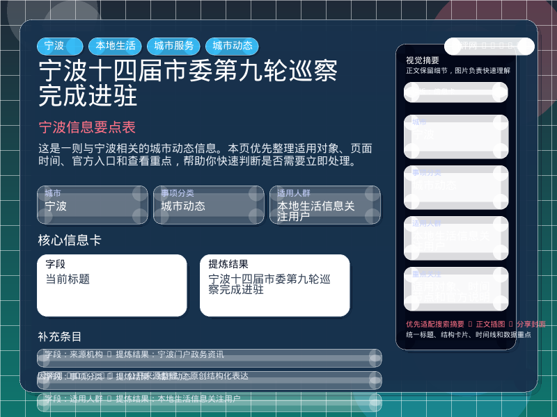 宁波信息要点表