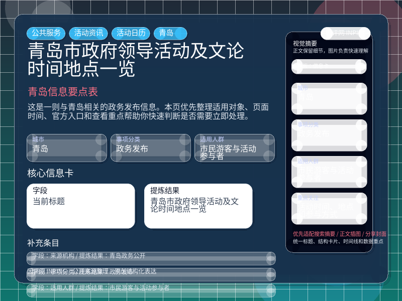 青岛信息要点表
