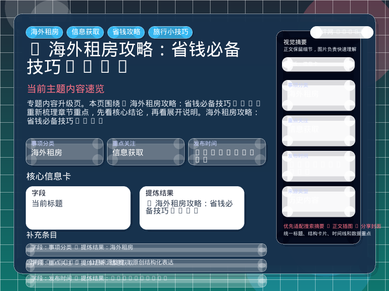 : 海外租房攻略:省钱必备技巧🌍 信息图封面