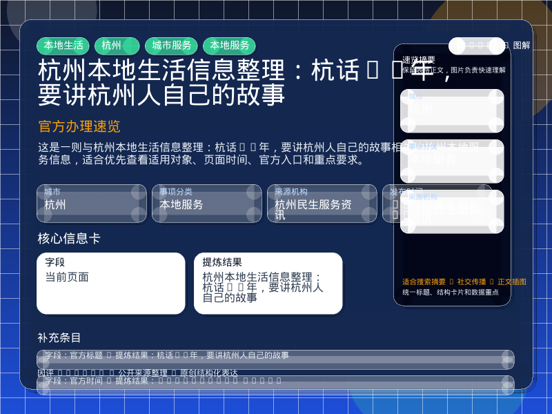 杭州本地生活信息整理:杭话70年,要讲杭州人自己的故事 信息图封面