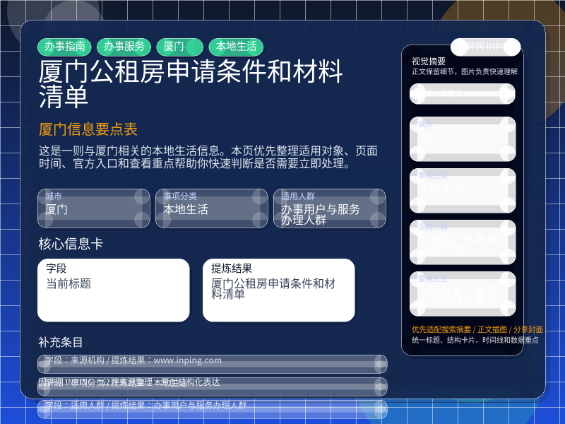 厦门信息要点表